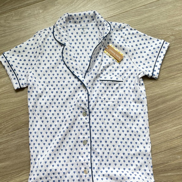 NWT Roller Rabbit Women’s Blue Hearts Polo Pajamas Set Sz S 100% Cotton - Picture 12 of 14